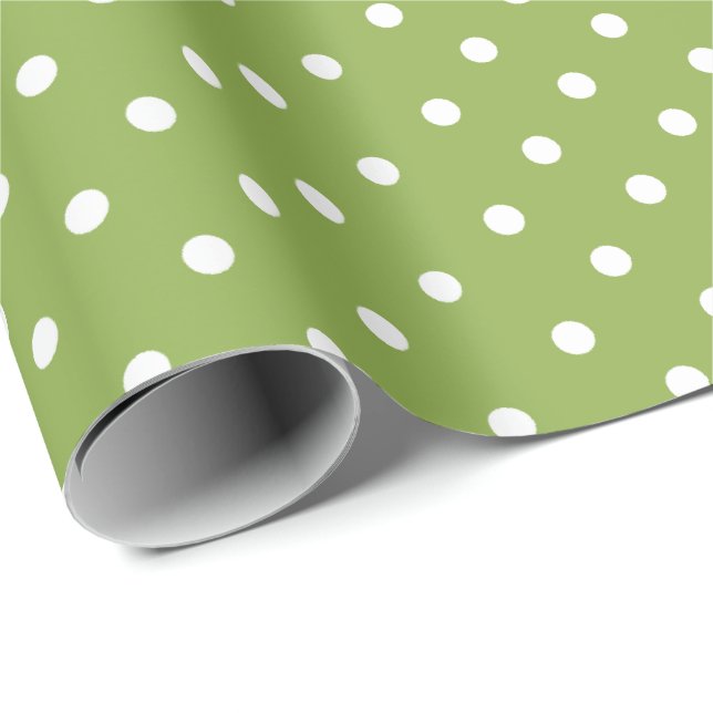 Cadeau Vert citron | Papier blanc à enveloppement à point (Coin rond)