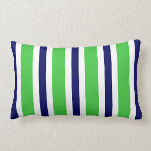 Cadeau vert de coussin de rayure de bleu marine et