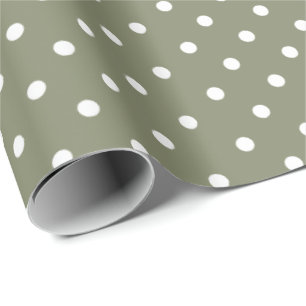 Cadeau Vert de Sage Papier à enveloppement à points Polk