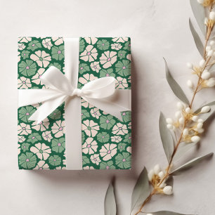 Cadeau Vert foncé et blanc crème Papier d'enveloppement d