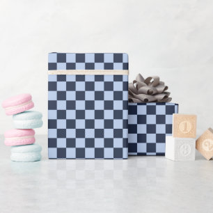 Cadeau Vichy Bleu Clair & Bleu Foncé - Rouleau de Papier 
