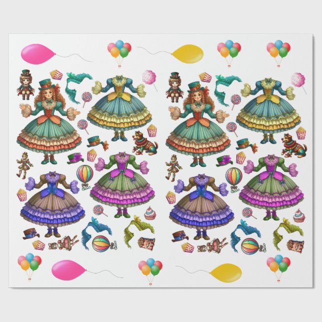 Cadeau Victorian Circus fille papier poupée et robes (Plat)
