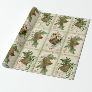 Cadeau Vintage Noël Bell Collage Papier d'enveloppement