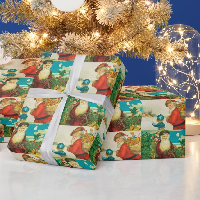 Cadeau Vintage Noël Père Noël Vacances papier d'emballage (Vacances)