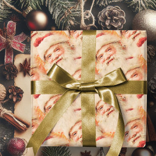 Cadeau Vintage Père Noël Joyeux papier d'enveloppement de