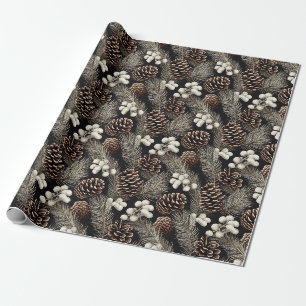 Cadeau Vintages cônes de pin sur papier artisanal Noël