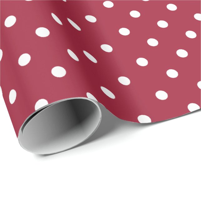 Cadeau Violet | Papier blanc à enveloppement à points Pol (Coin rond)