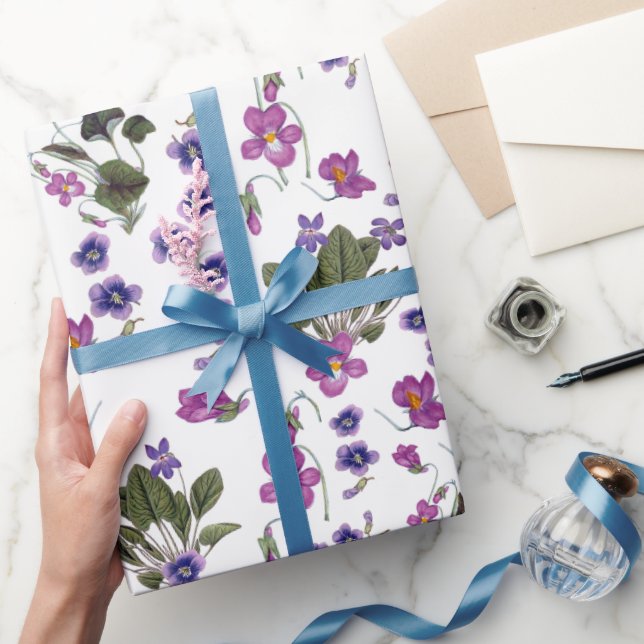 Cadeau Violets Garlands Floral 30" x 6' Papier à envelopp (Cadeaux)