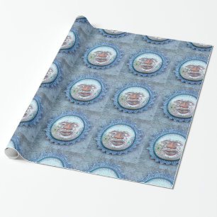 Cadeau visage du soleil en papier bleu