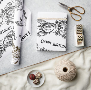 Cadeau Visages stupides Papier Humour noir et blanc Clown
