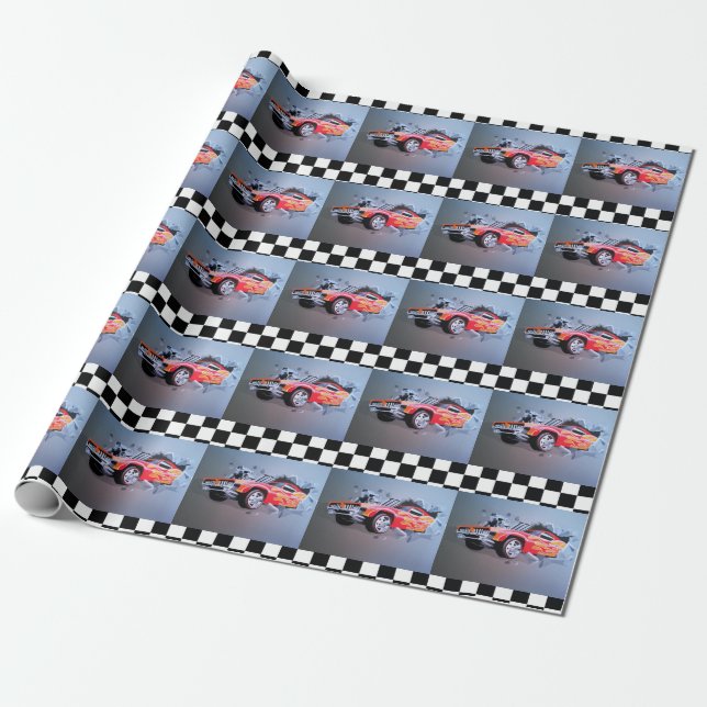 Cadeau Voiture S'Écrasant À Travers Du Papier D'Enveloppe (Déroulé)