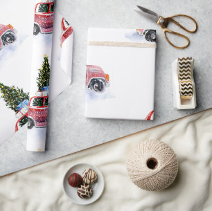 Cadeau Voiturier Rouge Vintage Papier d'emballage de No