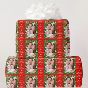 Cadeau Votre photo Papier d'enveloppement de Noël Famille
