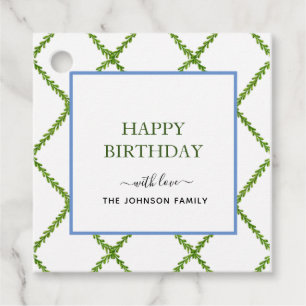 Cadeau Watercolor trellis Happy Birthday étiquettes cadea