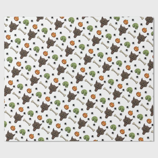Cadeau 🐺 Werewolf Halloween Papier à enveloppement 🎃 💀 (Plat)