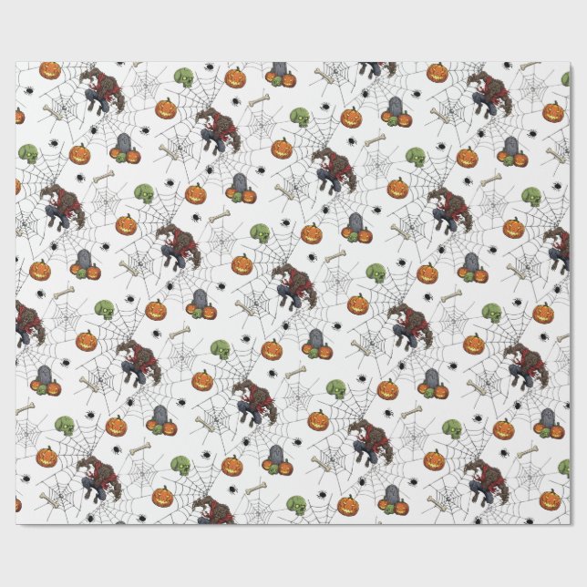 Cadeau 🐺 Werewolf Halloween Papier à enveloppement 🎃 💀 (Plat)