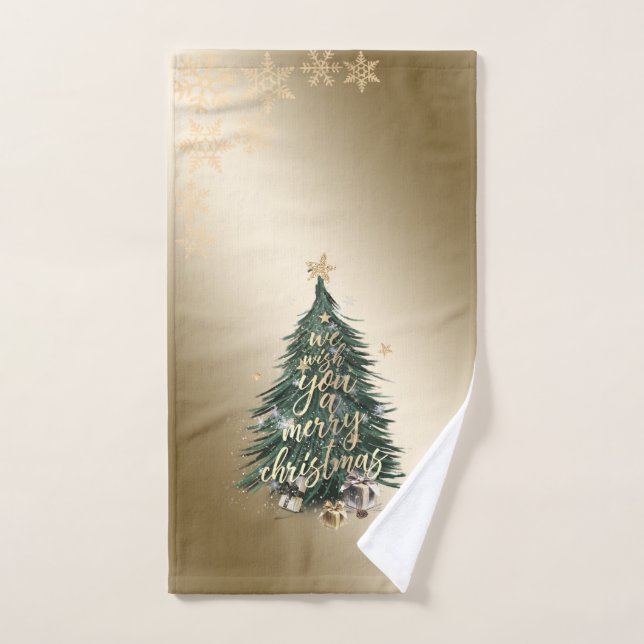 Cadeaux d'arbre de Noël Pin Étoiles Flocons de nei (Serviette à main)