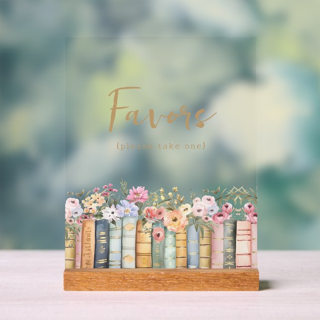 Cadeaux de Baby Shower Panneau en Acrylique (Floral Book Favors Baby Shower Acrylic Sign by Painted Paperie
)