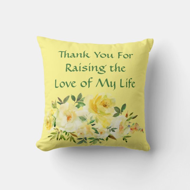 Cadeaux de belle-mère Fête des mères Jaune Coussin (Recto)