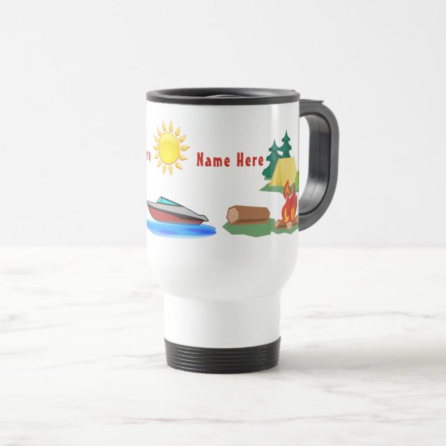 Cadeaux de camping personnalisés, mugs de camping  (Devant droit)