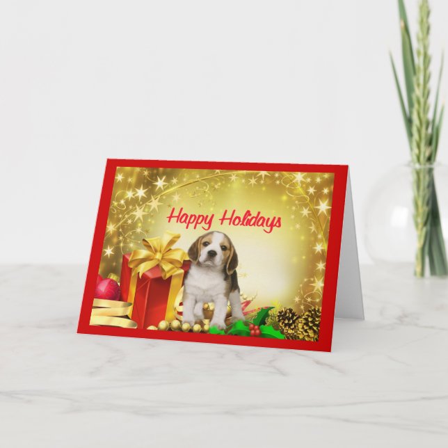 Cadeaux de carte de Noël de beagle (Devant)