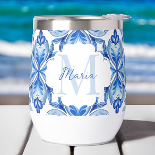 Cadeaux de demaid Italien Bleu carreaux monogramme