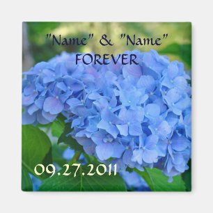 Cadeaux de mariage aimants Fleurs d'hortensia bleu