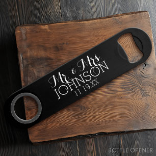Cadeaux de mariage noir uni Mr & Mrs