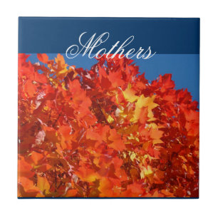 Cadeaux de mères Carreaux Art Ciel Bleu Feuilles d