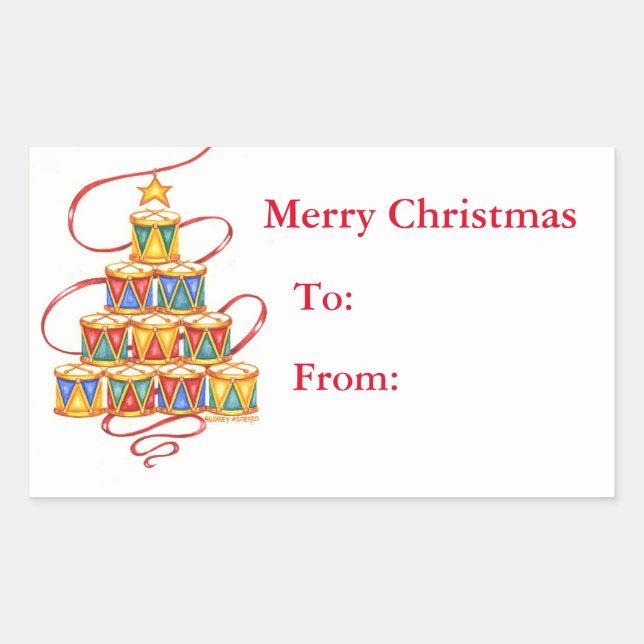 Cadeaux de Noël Arbre des tambours Étiquette (Devant)