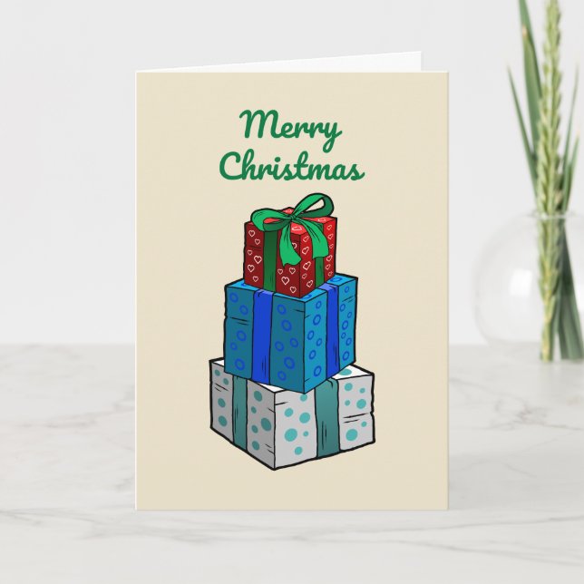 Cadeaux de Noël sur une carte de Noël (Devant)
