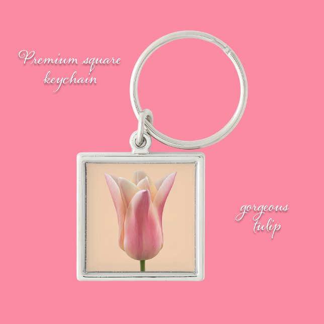 Cadeaux de porte-clés magnifique tulipe rose (Créateur téléchargé)