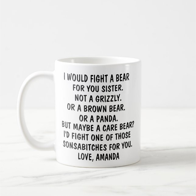 Cadeaux de soeurs, drôle de cadeau de soeur, tasse (Gauche)