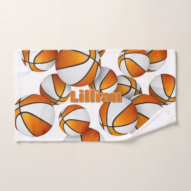 cadeaux de sport pratiques orange blanc basket (Serviette à main)