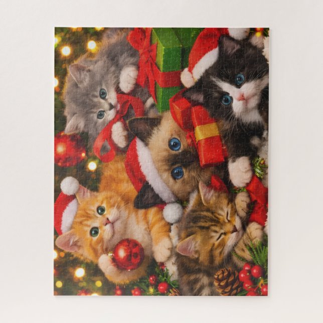 Cadeaux de vacances mignons pour chats Puzzle (Vertical)