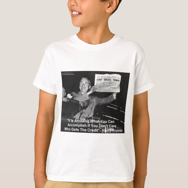 Cadeaux drôles Dewey bat Truman T-shirts Boutons E (Devant)