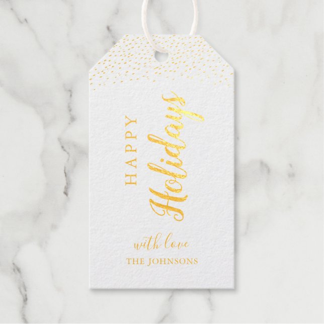 Cadeaux Personnalisé Happy Holidays Gold foil étiquettes c (Recto)