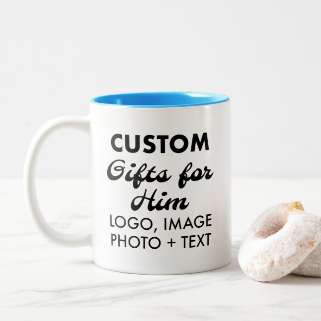 Cadeaux personnalisés pour lui Bleu clair Mug à de (Avec donut)