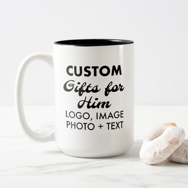 Cadeaux personnalisés pour lui Mug noir à deux ton (Avec donut)