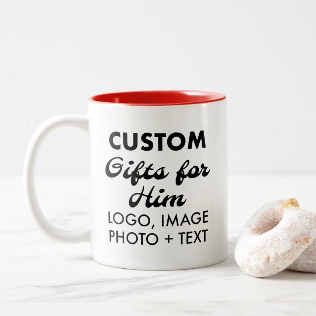 Cadeaux personnalisés pour lui Mug rouge à deux to (Avec donut)