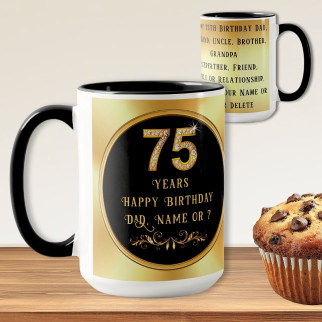 Cadeaux pour les 75 ans d'homme. Mugs pour les 75  (Gifts for man's 75th birthday. Good 75th birthday gift ideas for men, grandpa, brother or uncle.)