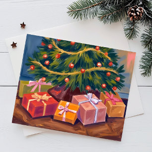 Cadeaux sous l'arbre   Carte de Noël