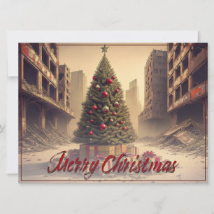 Cadeaux sous un arbre dans un monde apocalyptique 