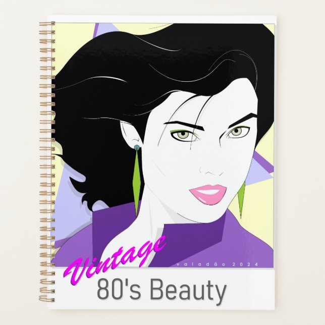 Caderno Espiral - com rosto de mulher 80s Style (Devant)