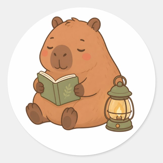 Cadou autocollant capybara de lecture confortable  (Devant)