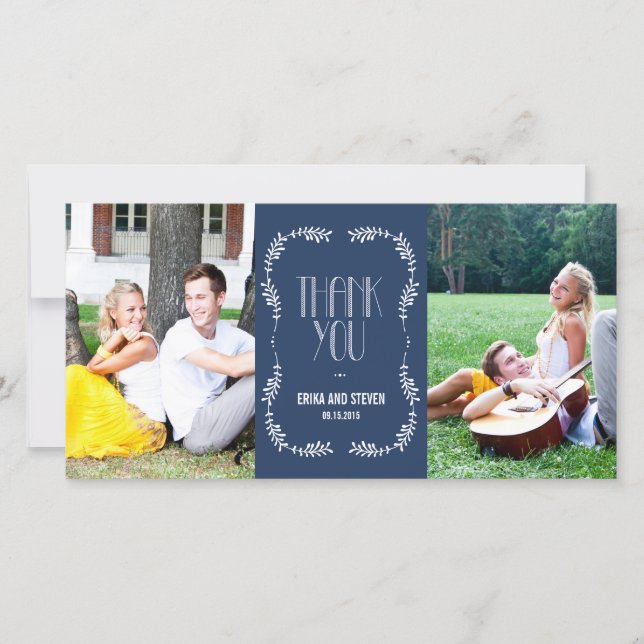 Cadrage Feuille Mariage Merci Cartes Marine (Devant)