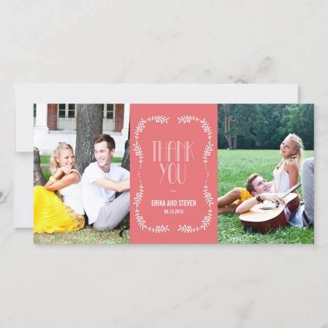 Cadrage Feuille Mariage Merci Cartes Saumon (Devant)