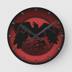Cadran de corbeau Art autochtone Horloge murale Ca