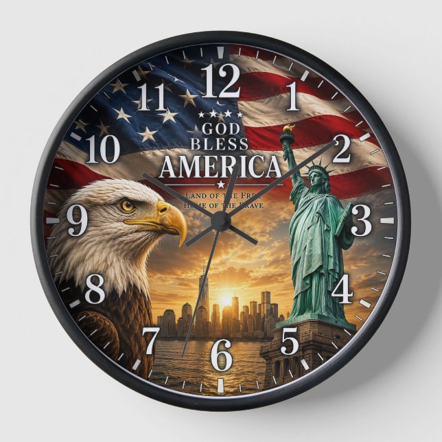 Cadran de Horloge Drapeau Américain Patriotique |  (Recto)