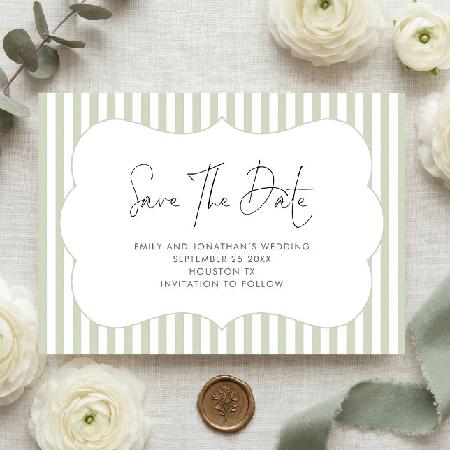 Cadre à rayures vertes Save the Date (Créateur téléchargé)